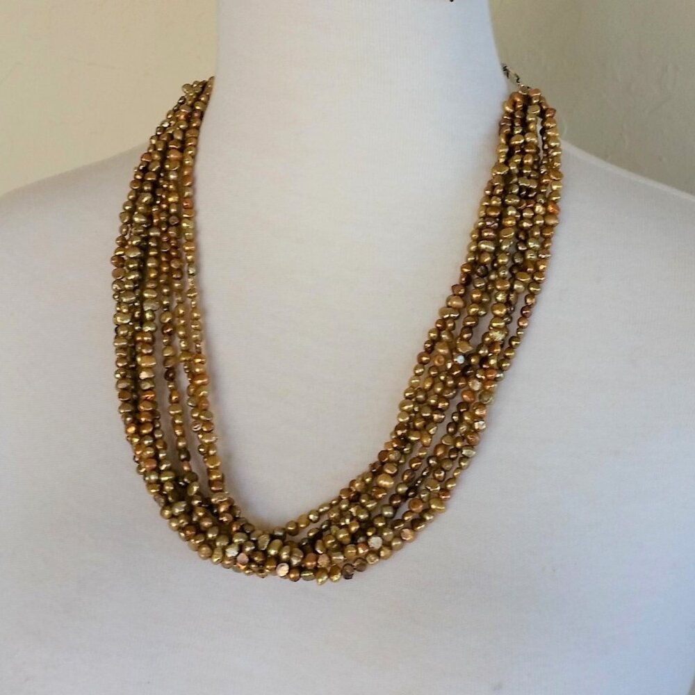 Silpada Gold/Copper Pearl Necklace N1366 Plus Extender